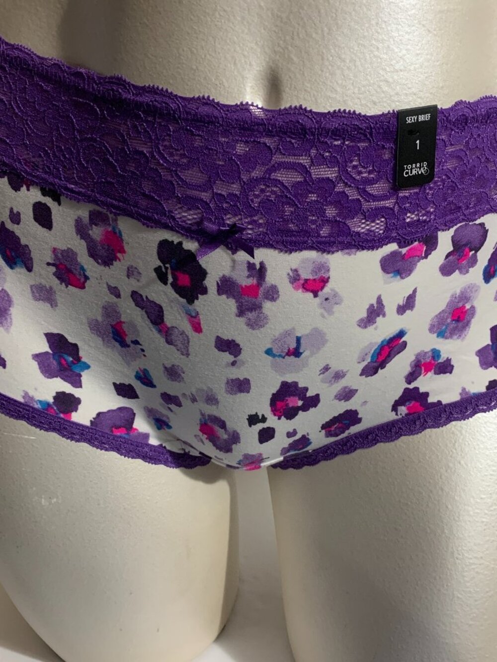 Torrid Sexy Brief Panties Underwear Leopard Print Lace Purple White Plus 1 14 16